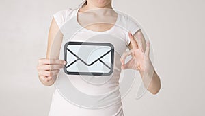 Email icon with young woman