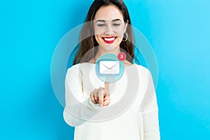 Email icon with young woman
