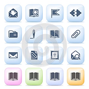 Email icons on color buttons.