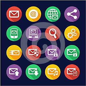 Email Icons Flat Design Circle