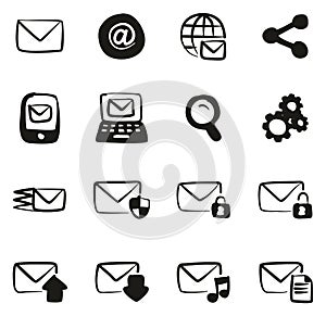 Email Icons Freehand Fill