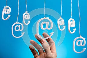 Email Icons Hanging By Strings