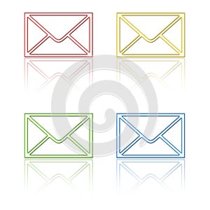 Email icons with reflection