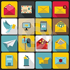 Email icons set, flat ctyle