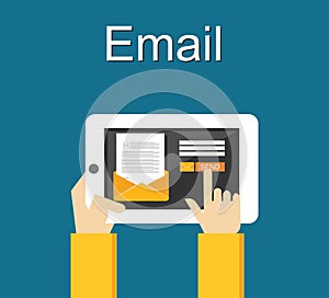 Email illustration. Sending email concept illustration. flat design.