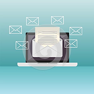 Email illustration. Sending or receiving email concept illustration. flat design.