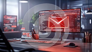 A email inbox with multiple unread messages, important notifications