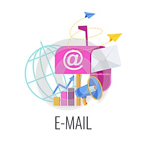 Email Infographics Pictogram. Strategy, management and marketing.