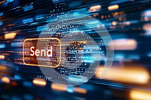 Email interface with a clicked Send button and progress bar showing successful delivery
