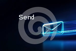 Email interface with a clicked Send button and progress bar showing successful delivery