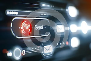 Email interface with a clicked Send button and progress bar showing successful delivery