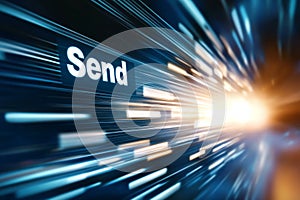 Email interface with a clicked Send button and progress bar showing successful delivery