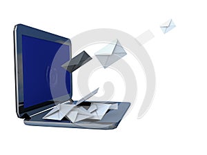 Email  laptop sending receiving - 3d rendering