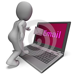 Email On Laptop Shows E-mail Mailing Or Correspondence