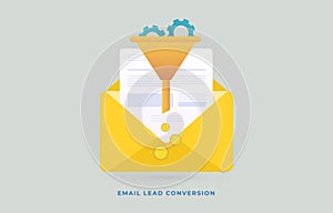 Email Lead Conversion flat vector icon concept. Work with customers who subscribed to the newsletter or abandoning