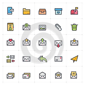Icon set - email and letter full color outline stroke photo