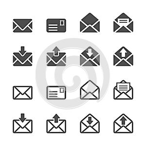 Email and letter icon set, vector eps10