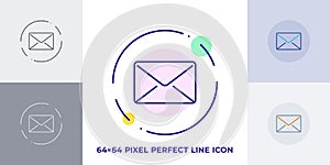 Email line art vector icon. Outline symbol of post envelope. Communication pictogram made of thin stroke