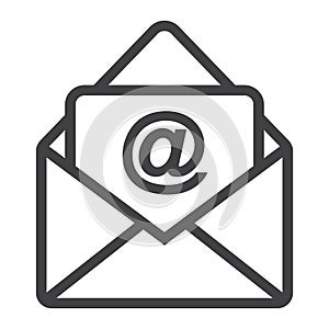 Email line icon, envelope and website