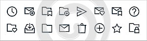 Email line icons. linear set. quality vector line set such as lock, add, email, favourite, saved, saved, send, add