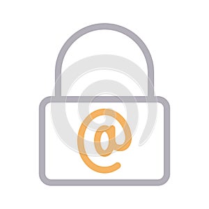 Email lock thin line color vector icon