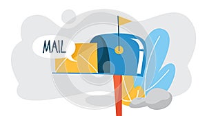 Email or mail concept. Receive message in letter box