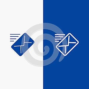 Email, Mail, Message, Sent Line and Glyph Solid icon Blue banner Line and Glyph Solid icon Blue banner