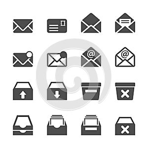 Email and mailbox icon set, vector eps10