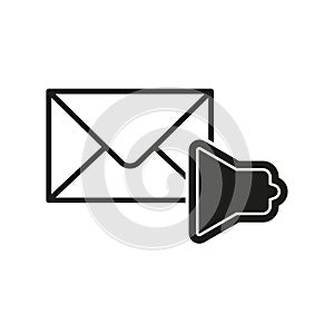 Email marketing advertising icon. Megaphone with message symbol. Vector illustration. EPS 10.