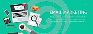 Email marketing banner, email analyzing or inspecting newsletter campaign data