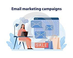 Email Marketing Campaign Execution. A marketer organizes a targeted email campaign.