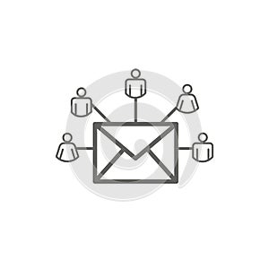 Email marketing campaigns icon with  envelope sent to multiple recipients