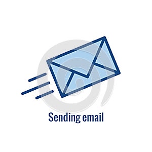 Email marketing campaigns icon - flying envelope showing being sent