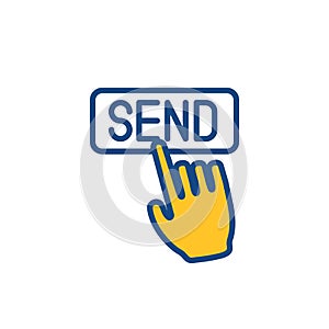 Email marketing campaigns icon - send button being pushed