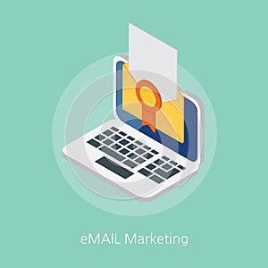 Email marketing concept design 3d isometric illustration