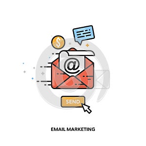 Email marketing concept design. Vector line design.