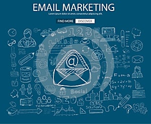 Email Marketing concept with Doodle design style