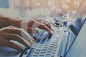 email marketing concept, e-mail icons photo