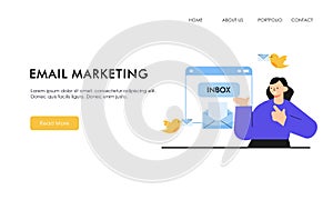 Email marketing concept landing page illustration