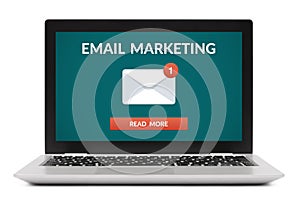 Email marketing concept on laptop computer screen