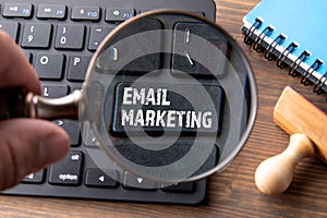 EMAIL MARKETING concept. Market research and sales. Computer keyboard