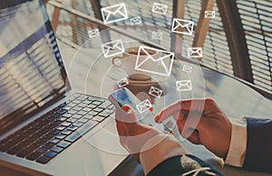 email marketing concept, sending e-mail or newsletter