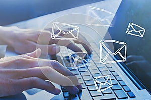 Email marketing concept. Sending newsletter e-mail.