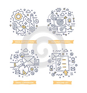 Email Marketing Doodle Illustrations