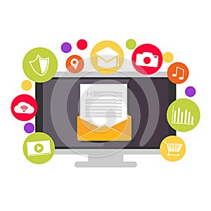 Email marketing. Email contents. Multimedia social email