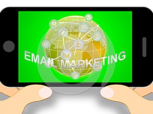 Email Marketing Icons Indicating Emarketing 3d Illustration