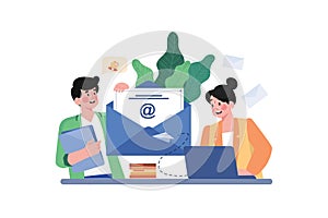 Email Marketing Illustration concept on white background