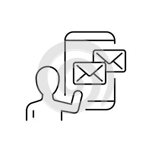 Email marketing linear icon on white background
