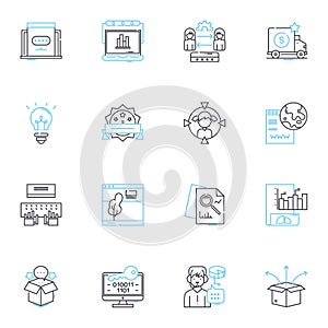 Email marketing linear icons set. Campaigns, Subscribers, Lists, Templates, Automation, Metrics, Strategy line vector