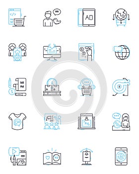 Email marketing linear icons set. Campaigns, Subscribers, Lists, Templates, Automation, Metrics, Strategy line vector